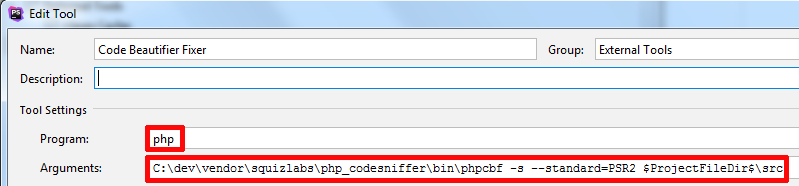 phpStorm code beautifull fixer configuration