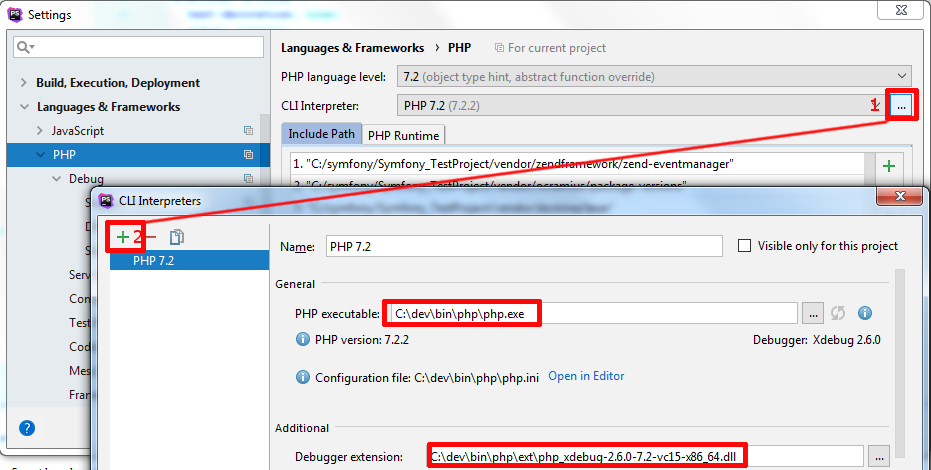 phpStorm php configuration