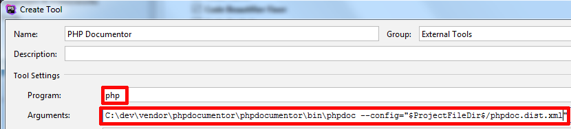 phpStorm phpDocumentor configuration