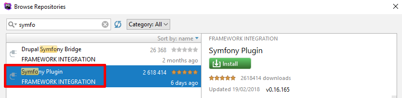 phpStorm symfony plugin install