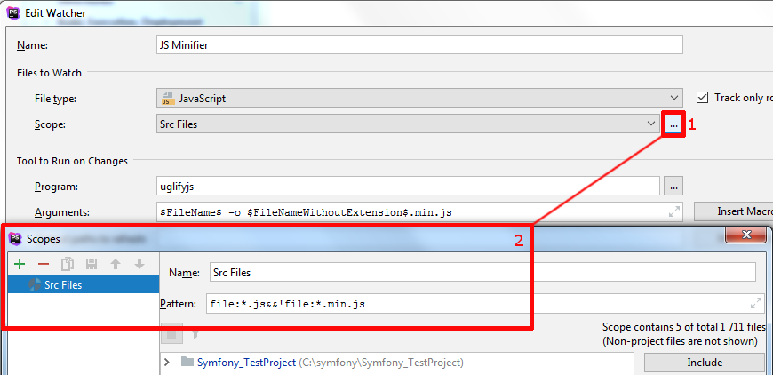 phpStorm minifyjs configuration